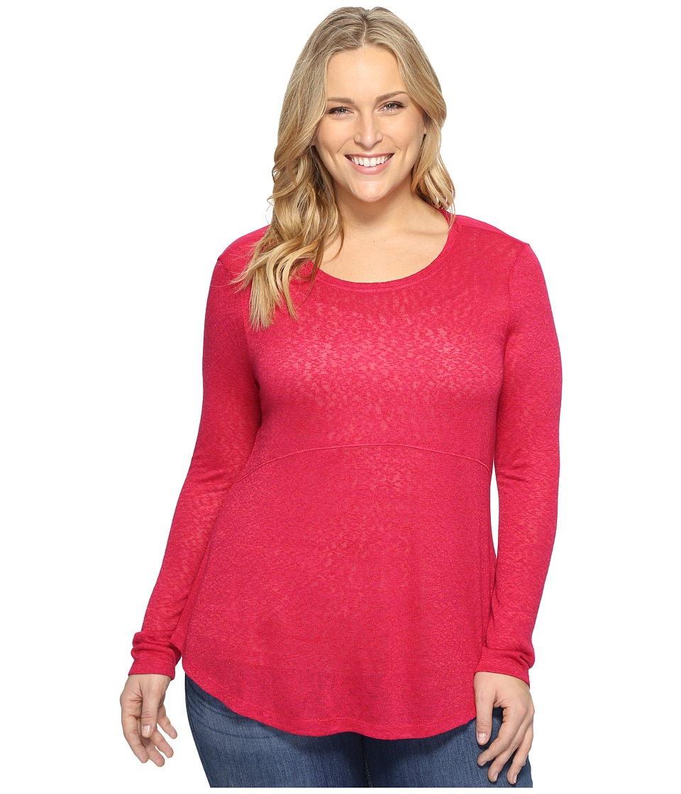 B Collection by Bobeau Plus Size Apple Mixed Media Top (Fuchsia) Women