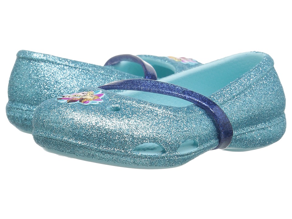 Crocs Kids Lina Frozen Flat (Toddler/Little Kid) (Ice Blue) Girls Shoes