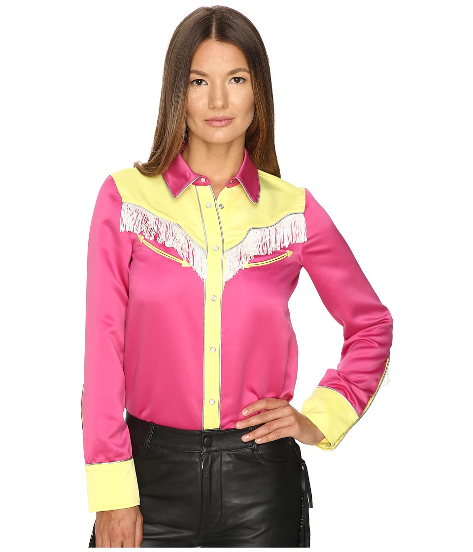 pink yellow blouse