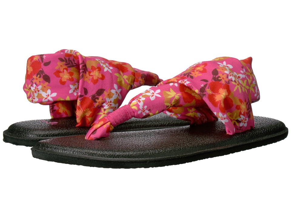 Sanuk Kids Yoga Sling Burst Prints (Little Kid/Big Kid) (Paradise Pink Waikiki Floral) Girls Shoes