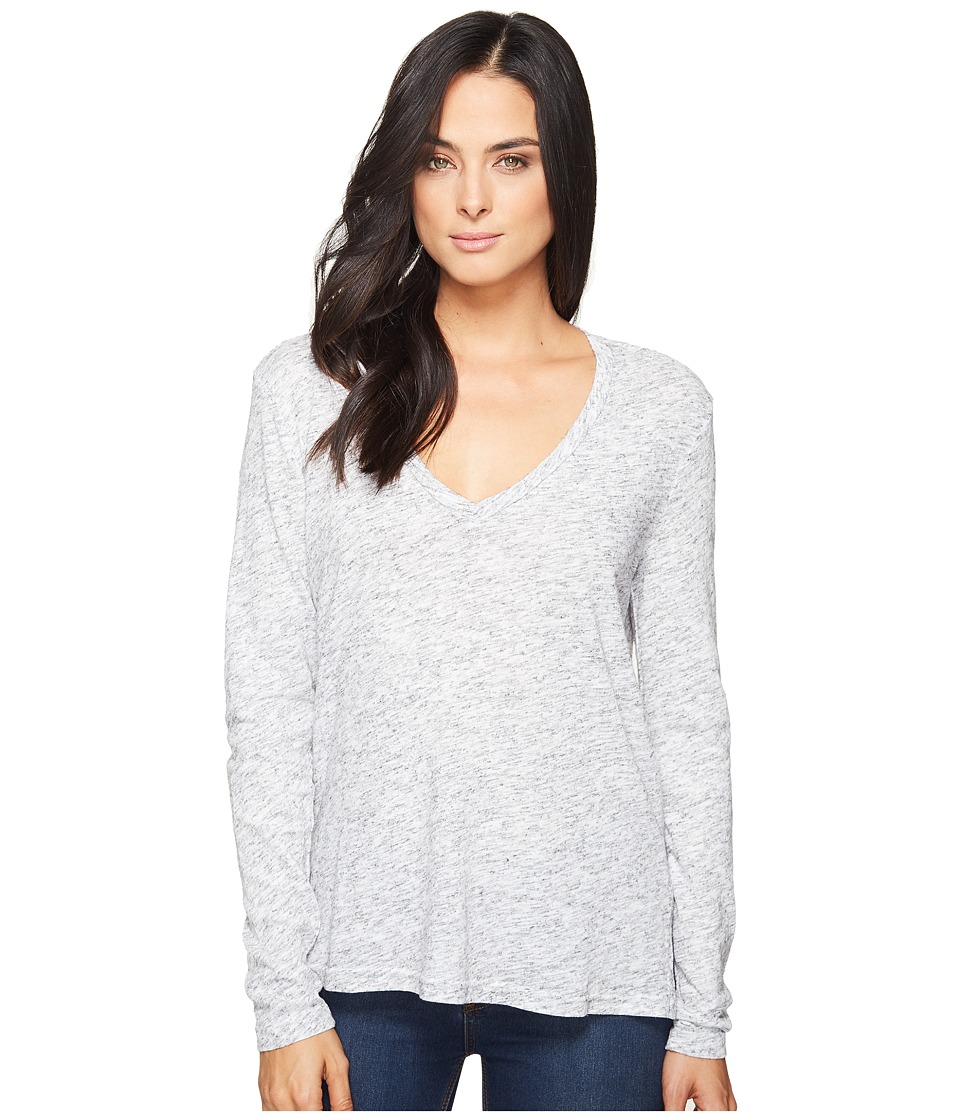 Michael Stars Eyelash Jersey Long Sleeve V-Neck Top (Heather Grey) Women