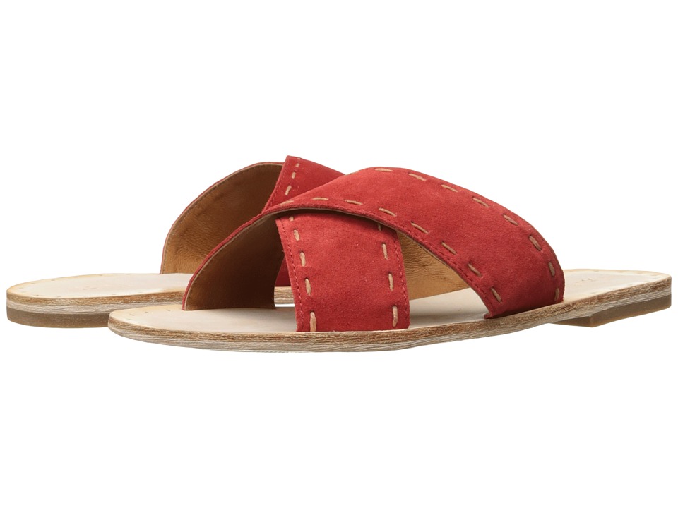 Frye Avery Pickstitch Slide (Red Soft Oiled Suede) Women