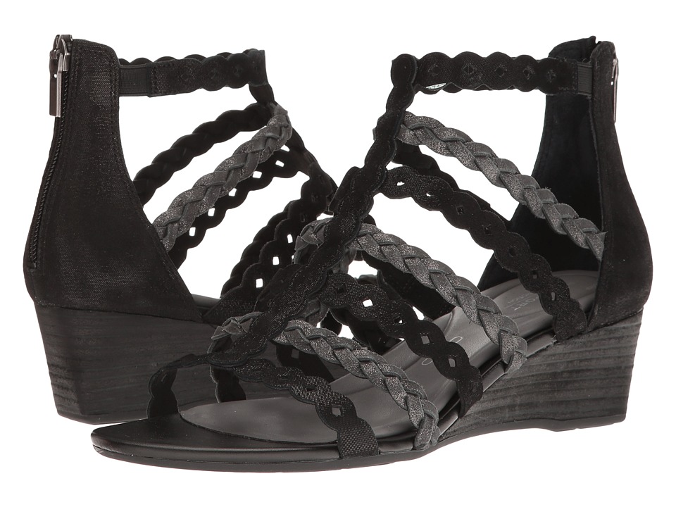 Rockport Total Motion 55mm Wedge Gladiator Sandal (Black) Women
