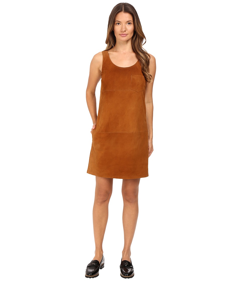 ATM Anthony Thomas Melillo V-Neck Suede Dress (Cognac) Women
