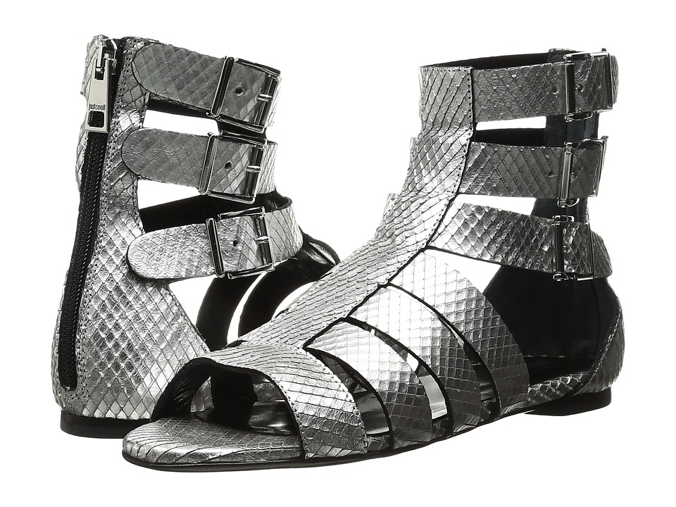 Just Cavalli Python Leather Sandal (Silver) Women