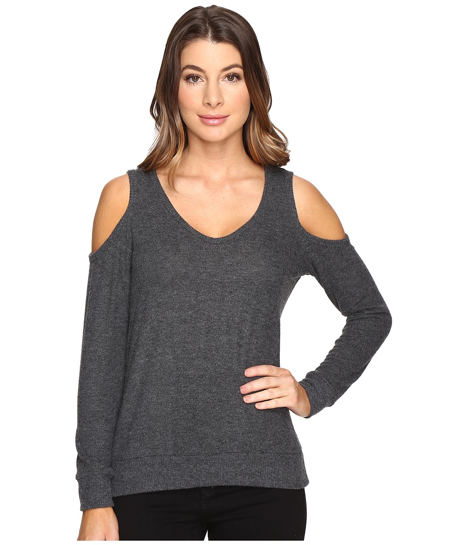 Michael Stars Super Soft Madison Brushed Jersey Cold Shoulder (Charcoal) Women