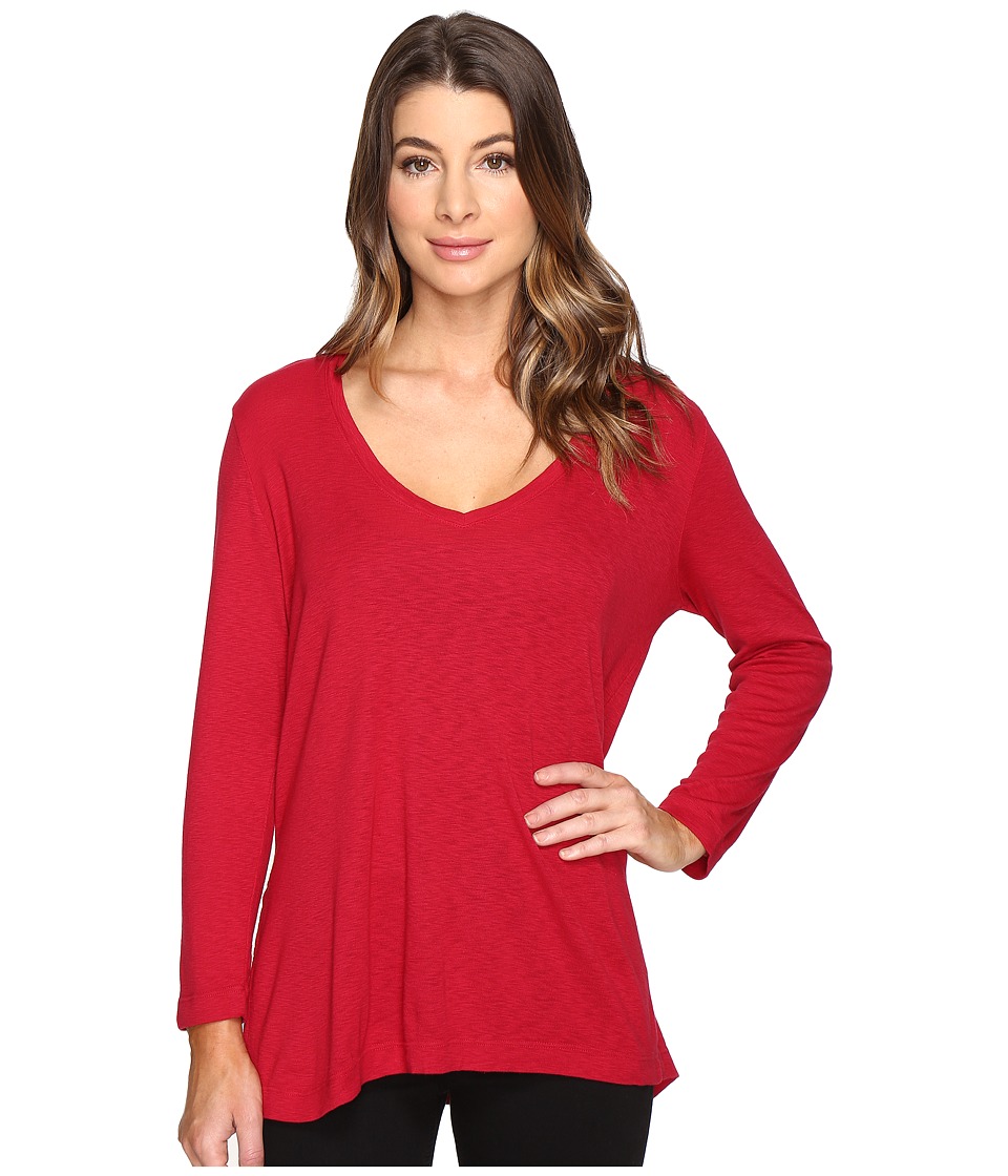 Michael Stars Slub Long Sleeve V-Neck w/ Side Slit (Cajun) Women