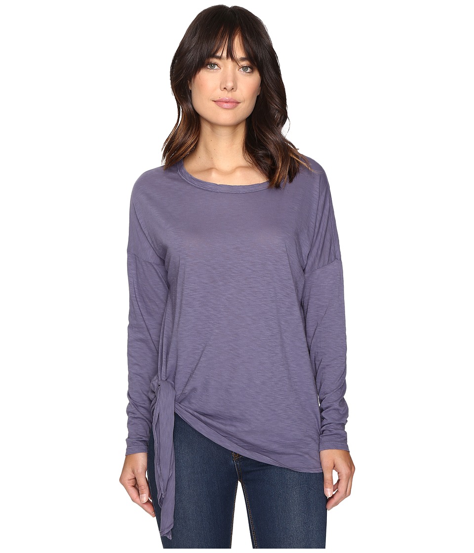 Michael Stars Supima Cotton Slub Long Sleeve Tie Up Tee (Dark Slate) Women