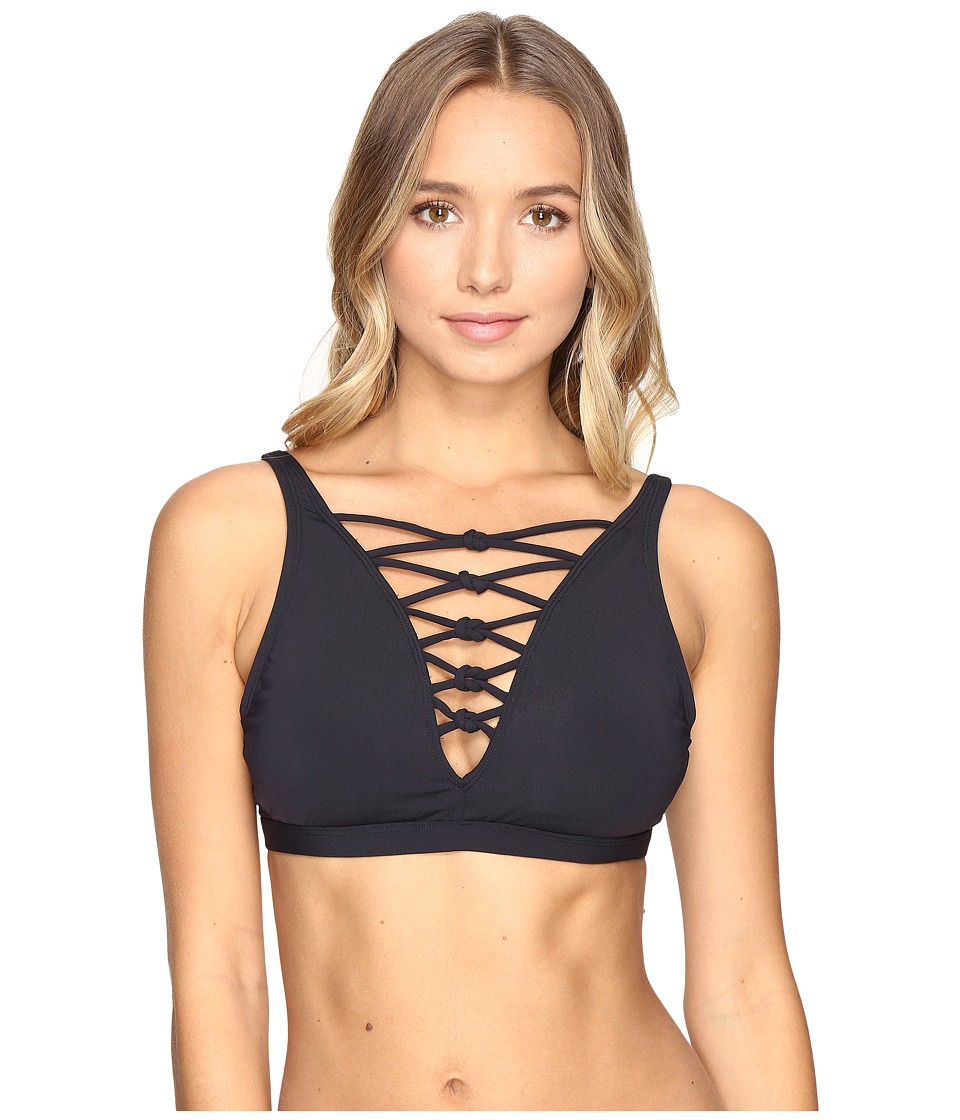 Bleu Rod Beattie Knotty But Nice Lattice High Neck Halter Top (Black) Women