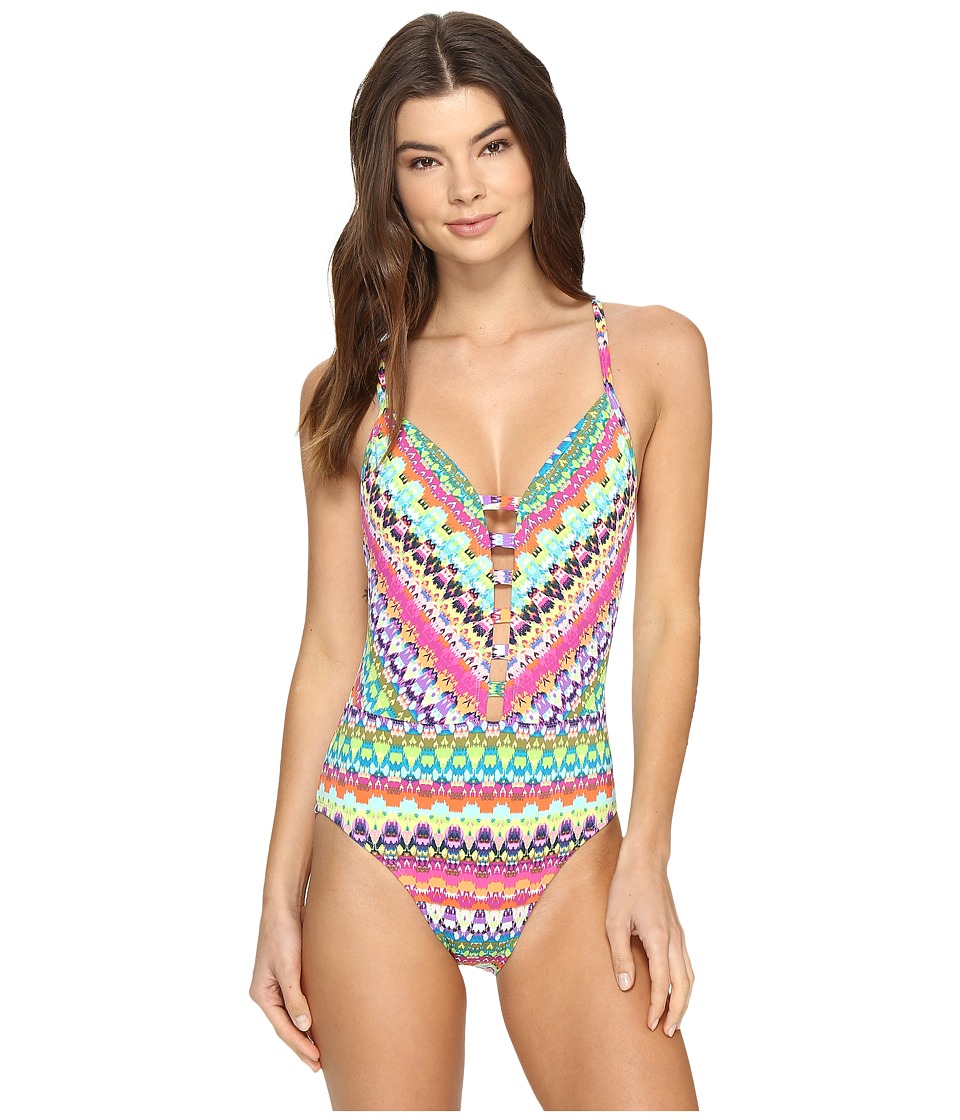 Bleu Rod Beattie In Living Color Plunge X-Back Mio One-Piece (Multi) Women