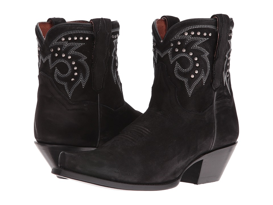 Dan Post Flat Iron Studs (Black Suede Snip Toe) Cowboy Boots
