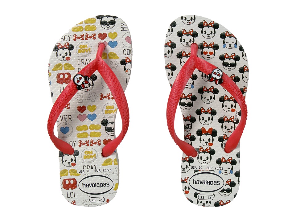 Havaianas Kids Slim Disney Cool Flip Flops (Toddler/Little Kid/Big Kid) (White/Ruby Red) Girls Shoes