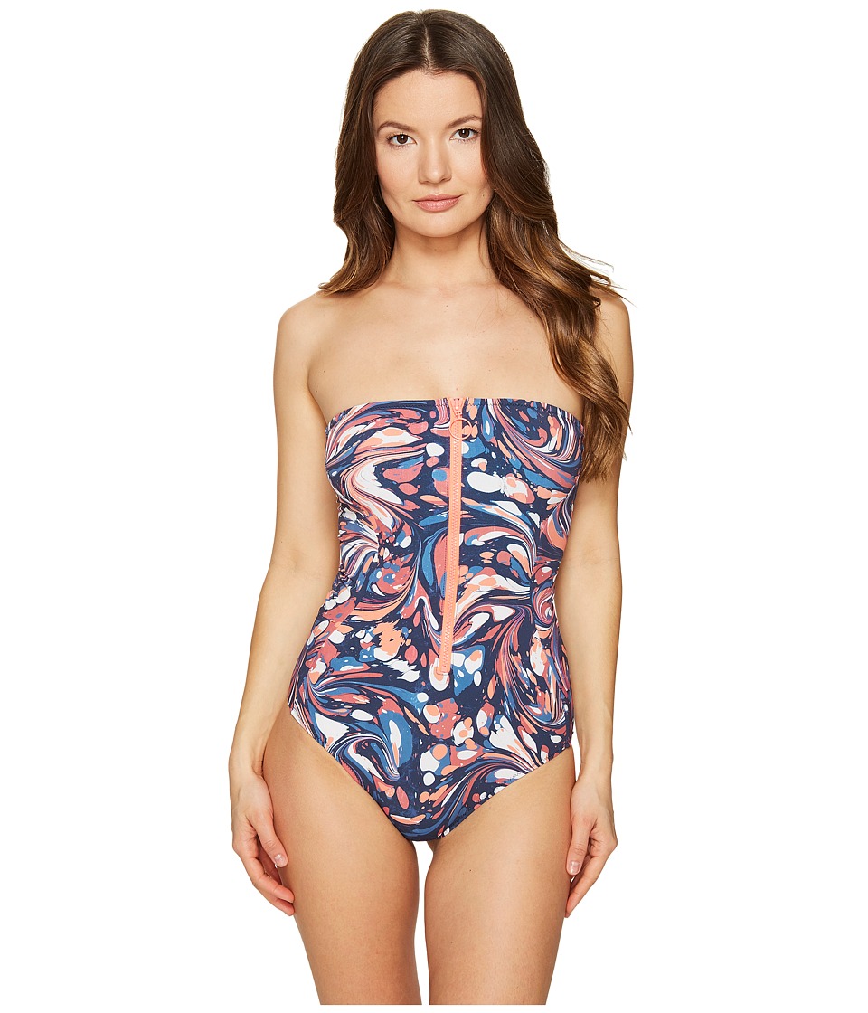 Stella McCartney Mix and Match Marbles Strapless One-Piece (Coral Marble Print) Women