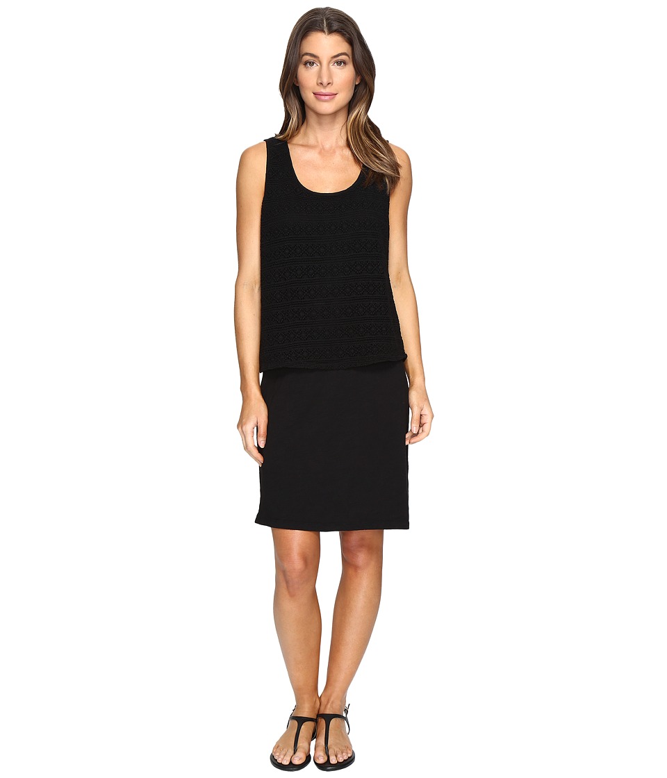 Mod-o-doc Slub Jersey Lace Layover Tank Dress (Black) Women