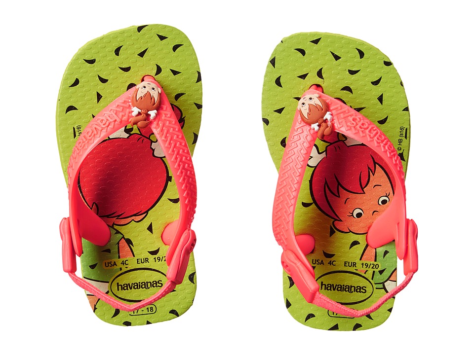 Havaianas Kids Flintstones Flip Flops (Toddler) (Yellow Led/Black) Girls Shoes