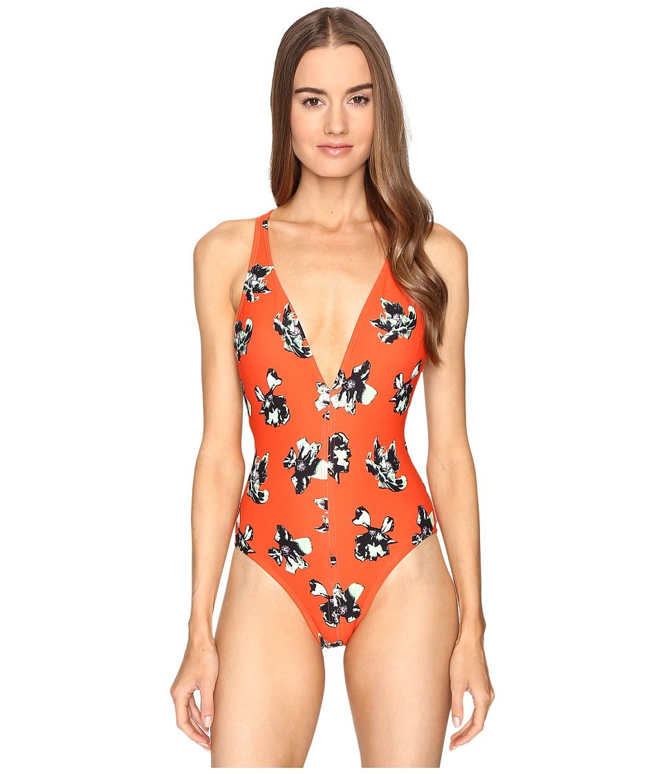 Proenza Schouler Plunging V-Neck Maillot (Persimmon) Women