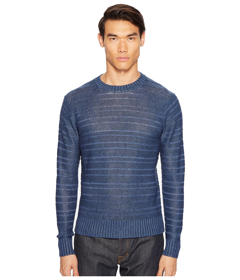 Todd Snyder Linen Delave Drop Stitch Crew (Navy) Men