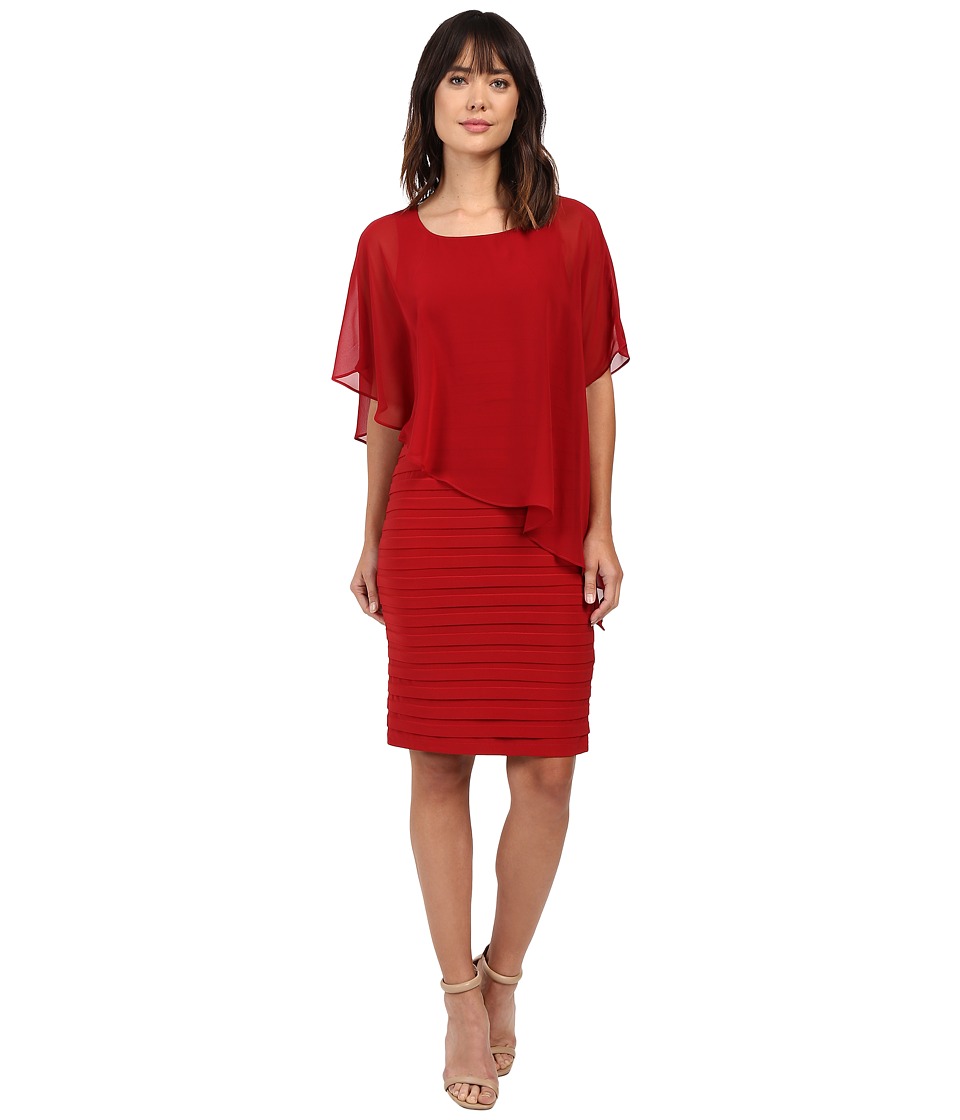 Adrianna Papell Chiffon Drape Overlay With Banding (Chili Pepper) Women