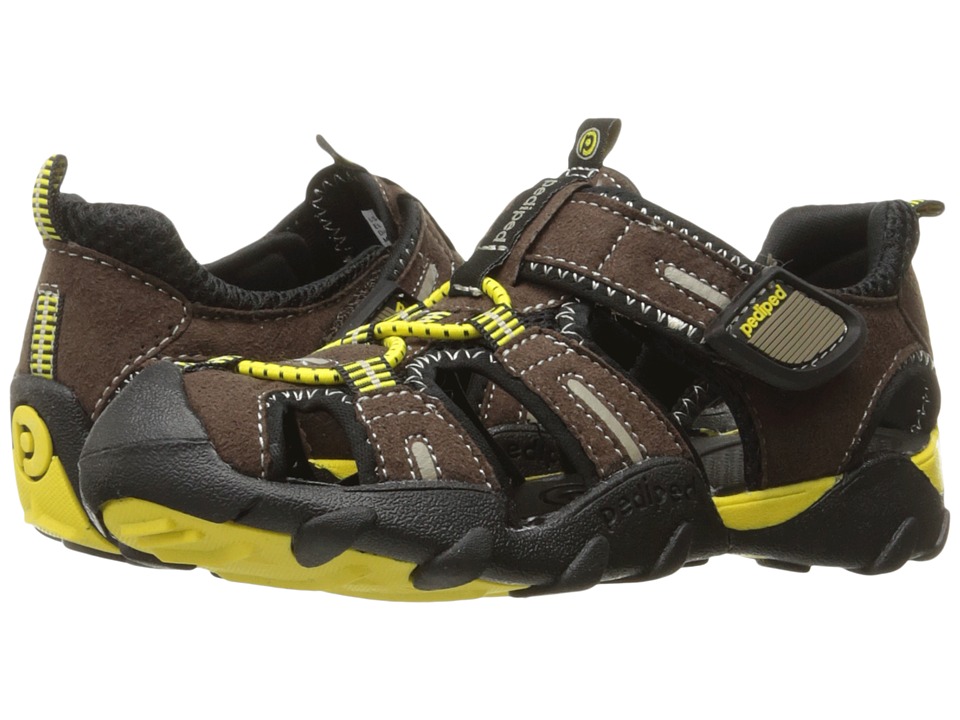 pediped Canyon Flex (Toddler/Little Kid/Big Kid) (Chocolate/Yellow) Boys Shoes
