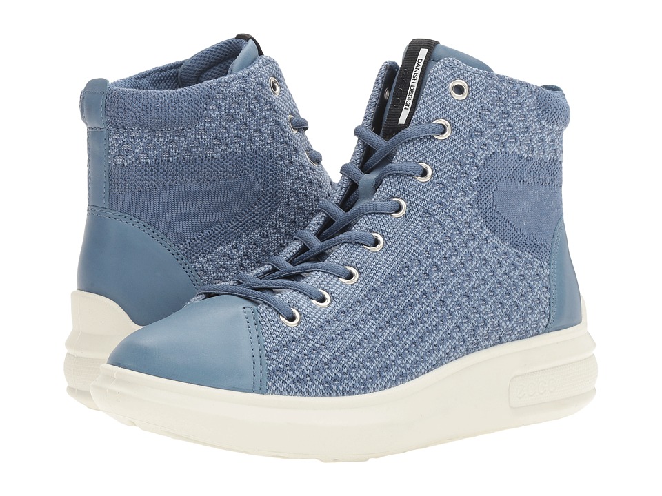 ECCO Soft 3 High Top (Retro Blue/Retro Blue) Women