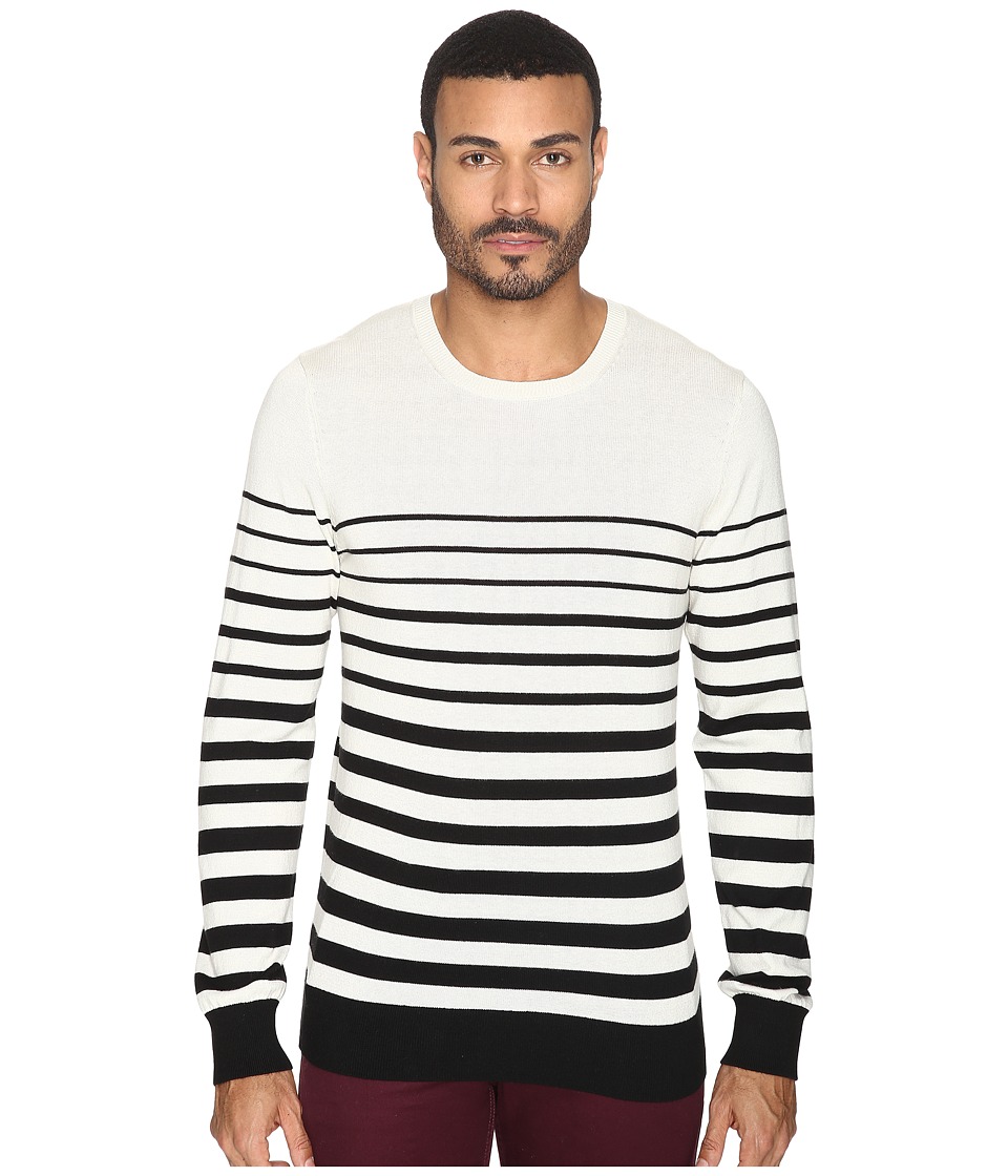 AG Adriano Goldschmied Tanner Crew Neck Sweater (Trench Stripe City Fog Black) Men