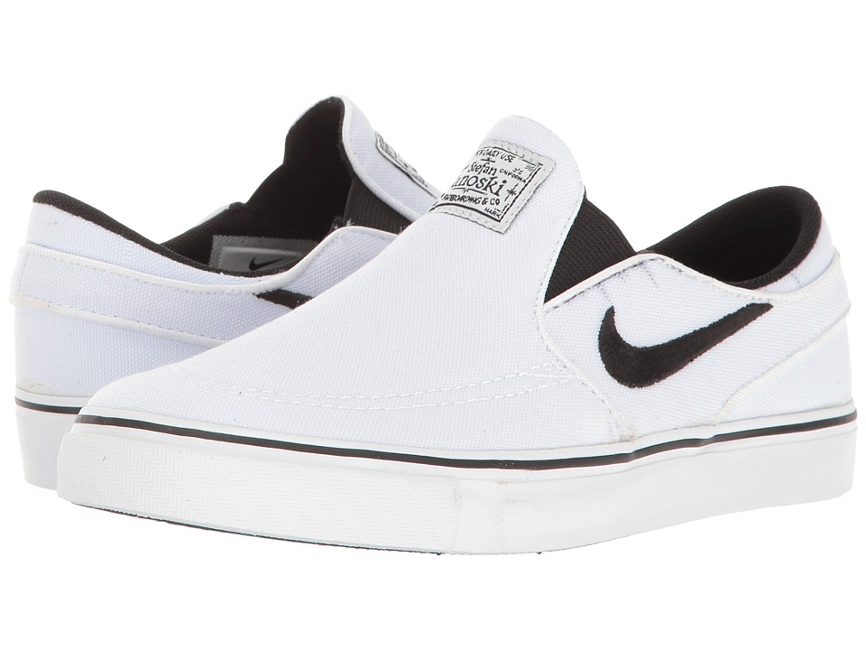 Nike SB Kids Stefan Janoski Canvas Slip (Little Kid) (White/Black) Boy