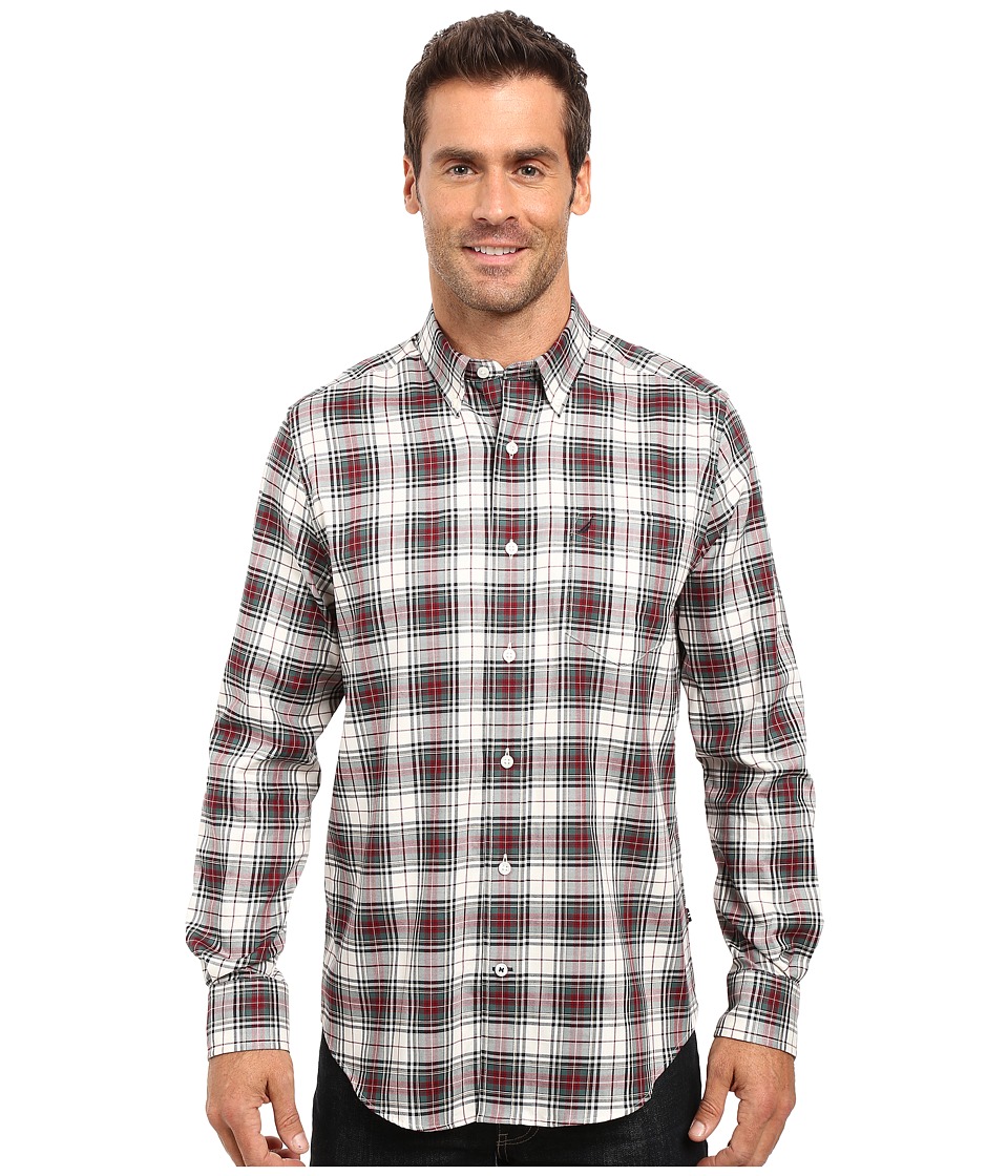 Nautica Long Sleeve Wrinkle Resistant Plaid Shirt (Lakeside Green) Men