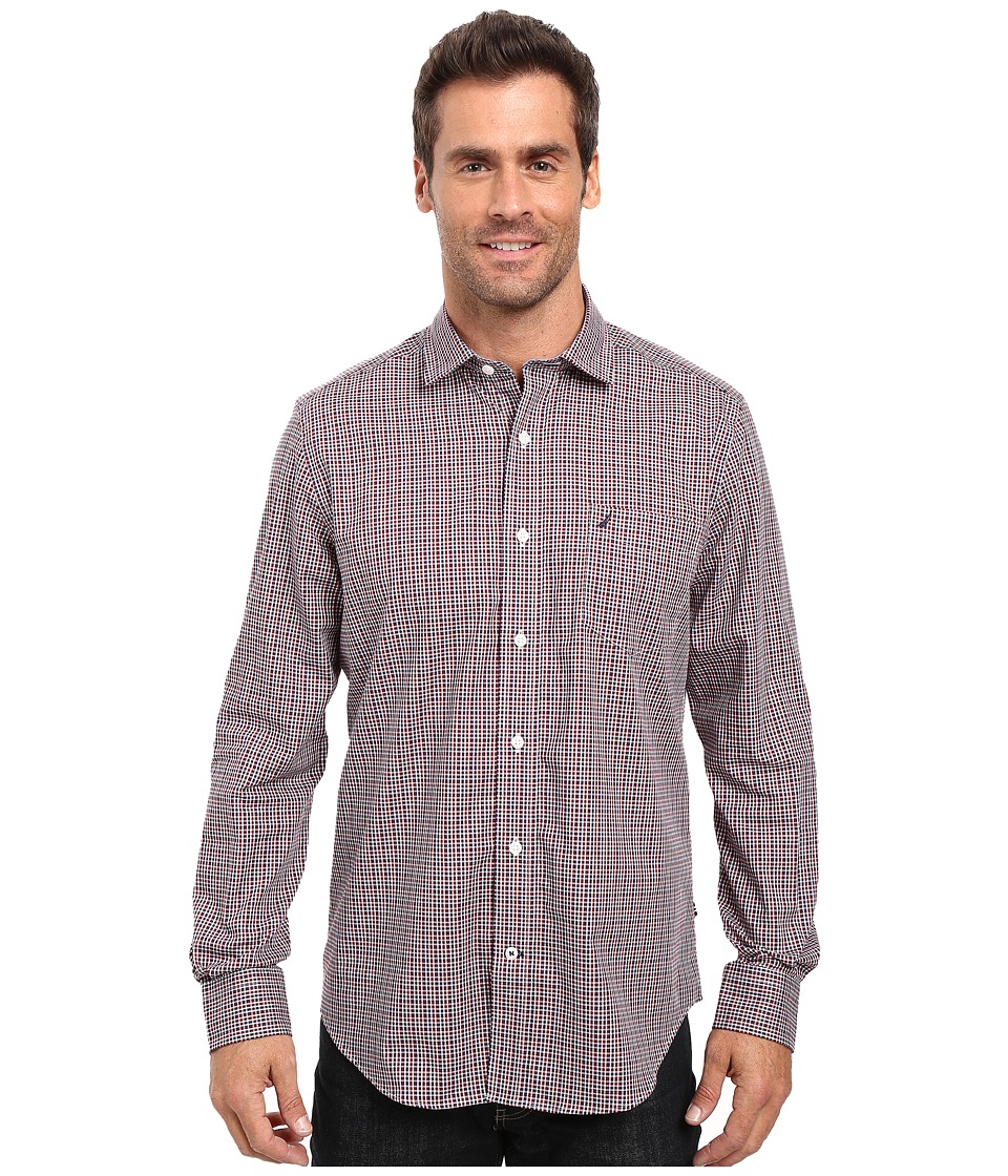 Nautica Long Sleeve Wrinkle Resistant Small Check Shirt (Biking Red (Prior Season)) Men