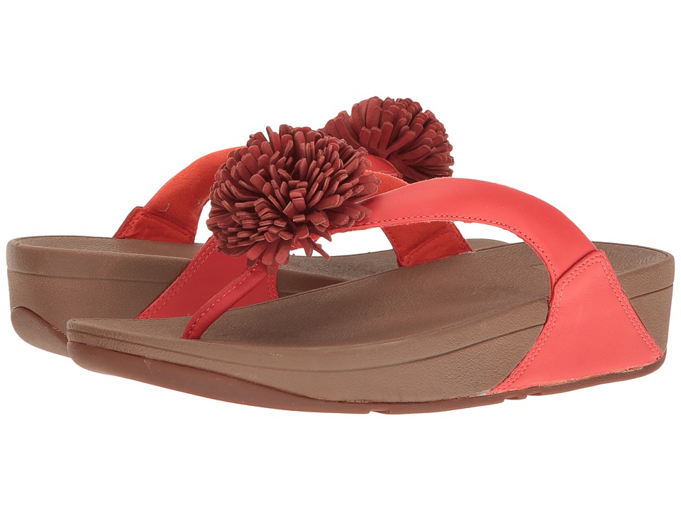 FitFlop Flowerball Leather Toe Post (Flame) Women
