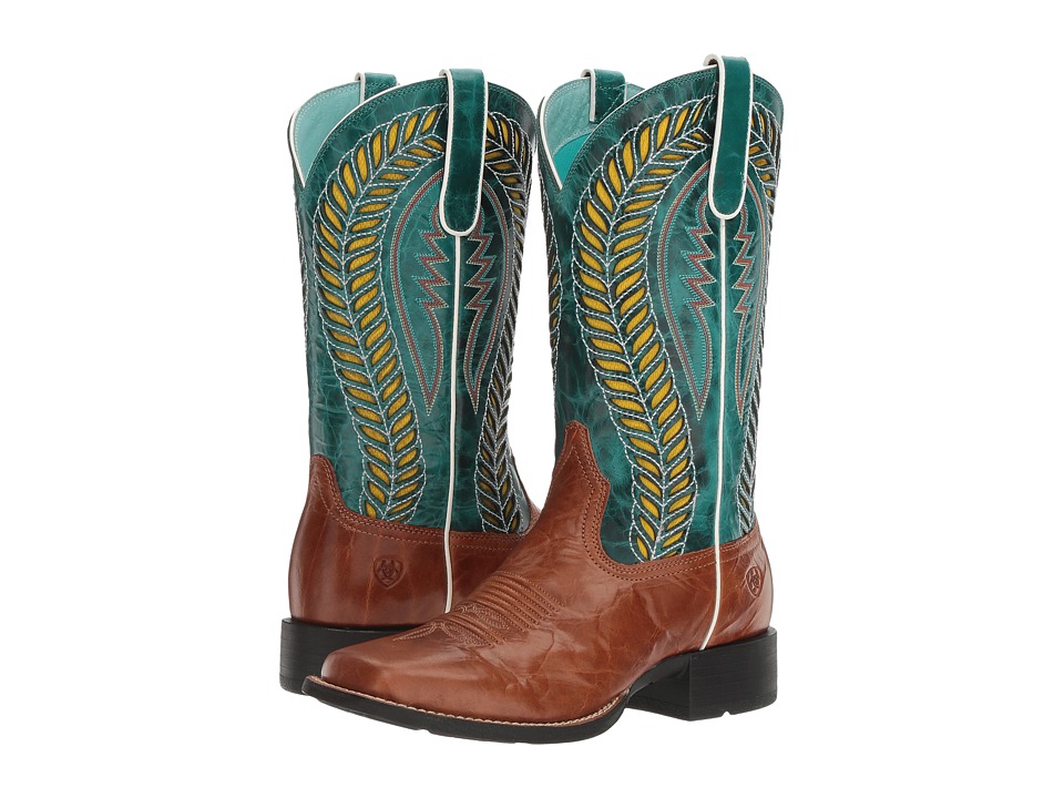 Ariat Quickdraw Venttek (Gingersnap/Turquoise) Cowboy Boots