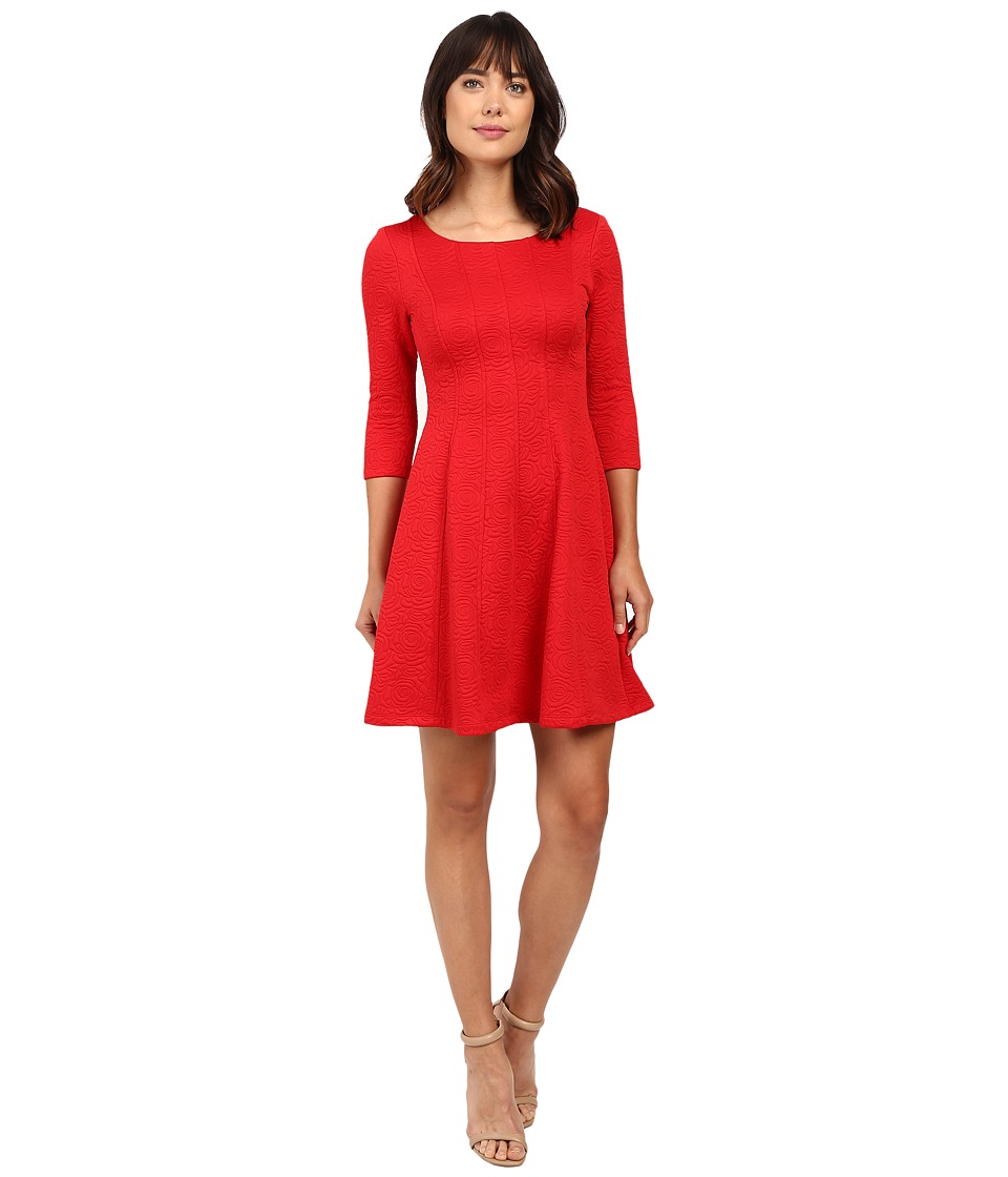 Taylor Knit Jacquard Fit and Flare Dress (Red) Women
