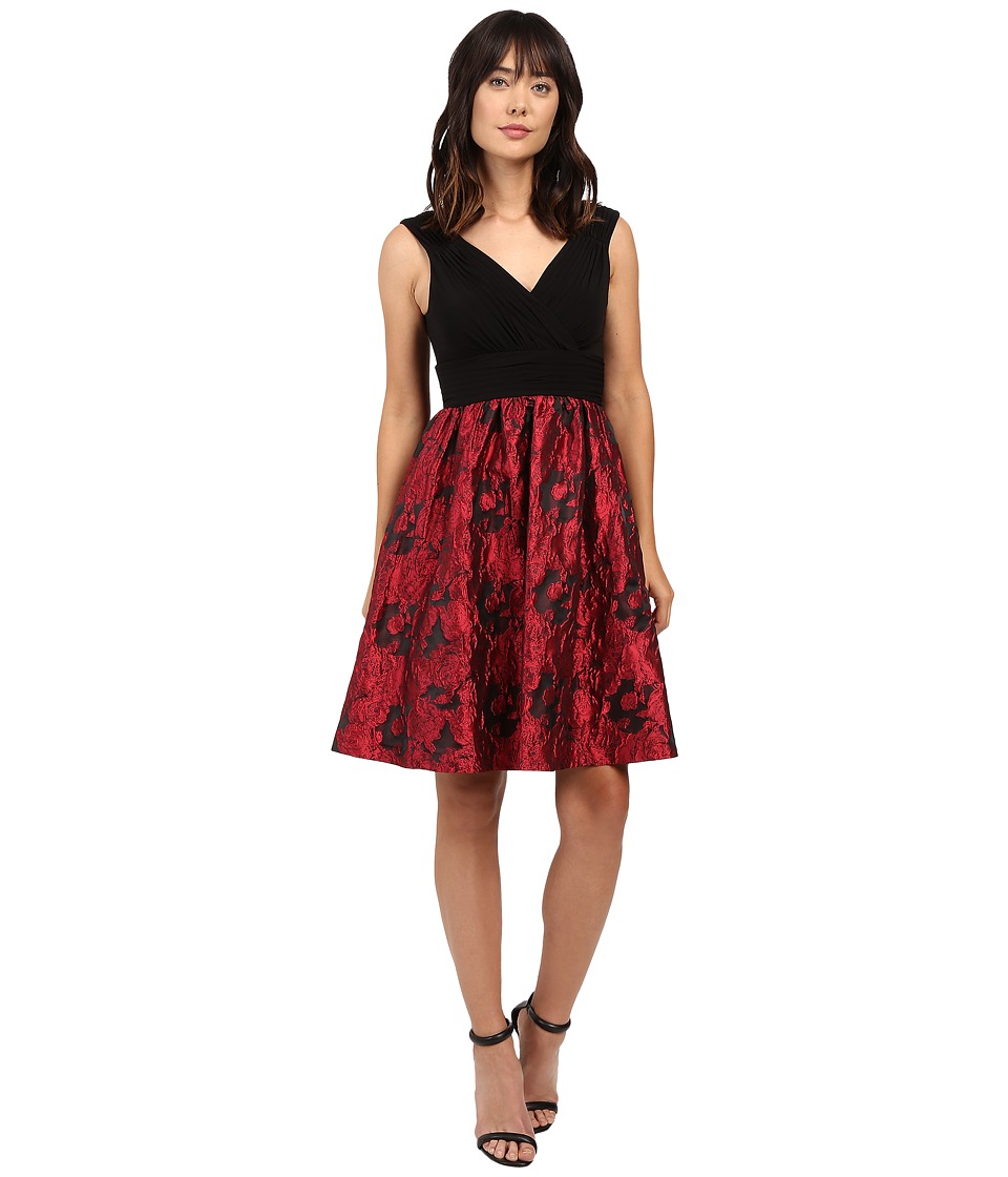 Adrianna Papell Portrait Bodice Fit and Flare (Red/Black) Women