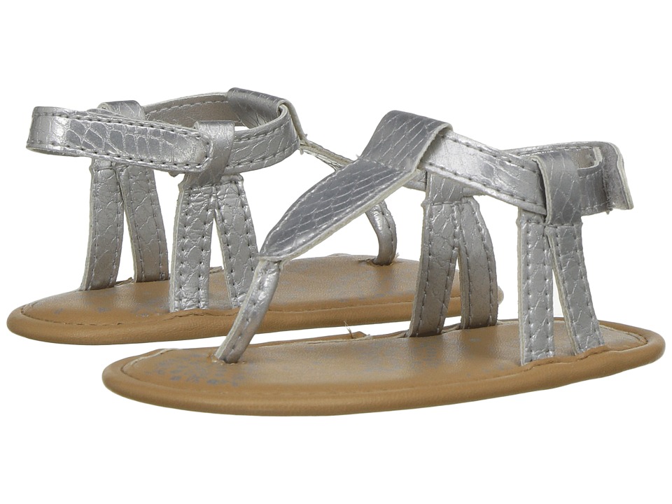 Baby Deer Iridescent Thong Sandal (Infant) (Silver) Girls Shoes