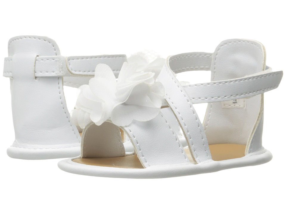 Baby Deer Crisscross Sandal with Flower (Infant) (White) Girls Shoes