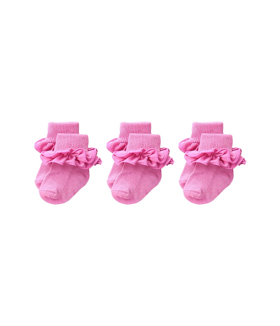 Jefferies Socks - Misty Ruffle Turn Cuff 3 Pack (Infant/Toddler/Little Kid/Big Kid) (Bubblegum) Girls Shoes