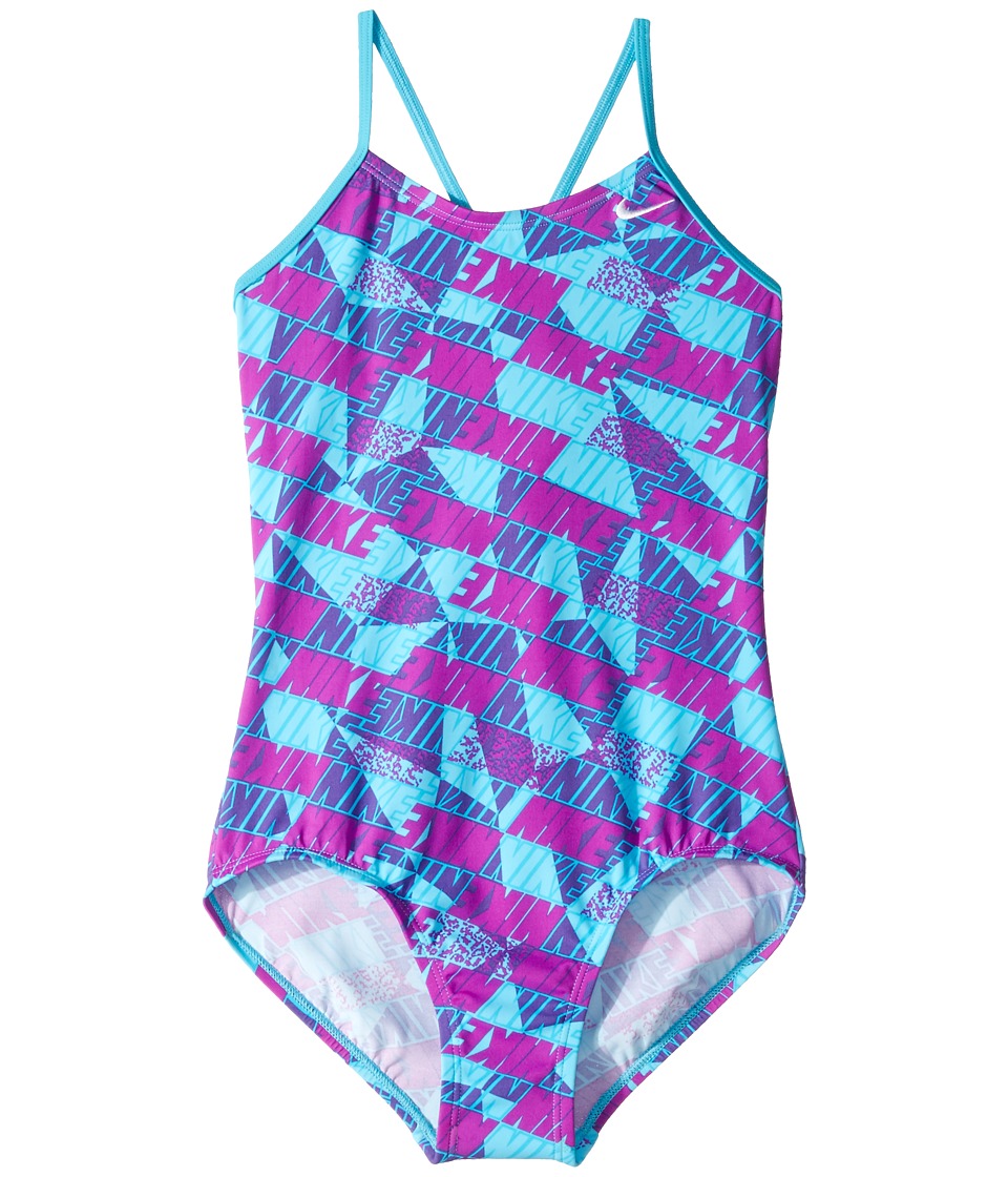 Nike Kids Graphic Crossback One-Piece Swimsuit (Little Kids/Big Kids) (Chlorine Blue) Girl