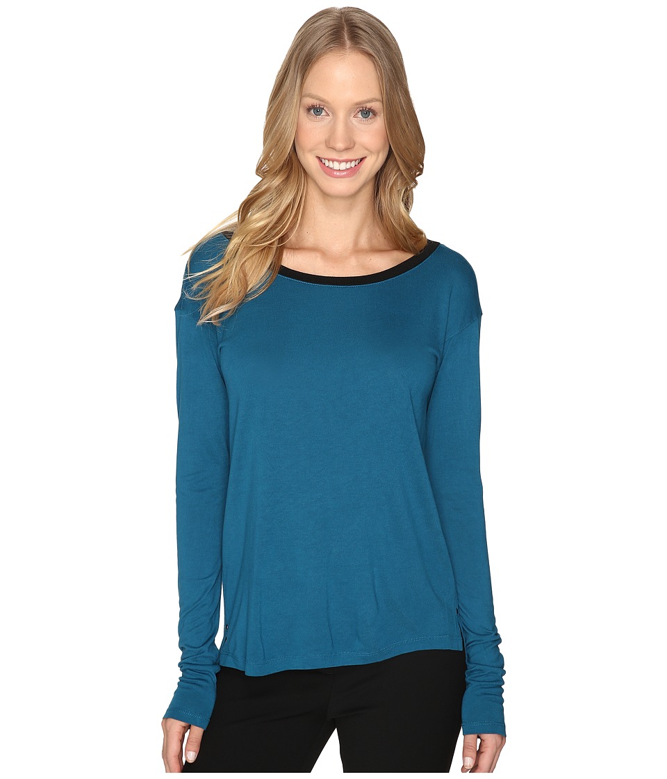 Calvin Klein Jeans V-Back Solid Long Sleeve Shirt (Electric Teal) Women