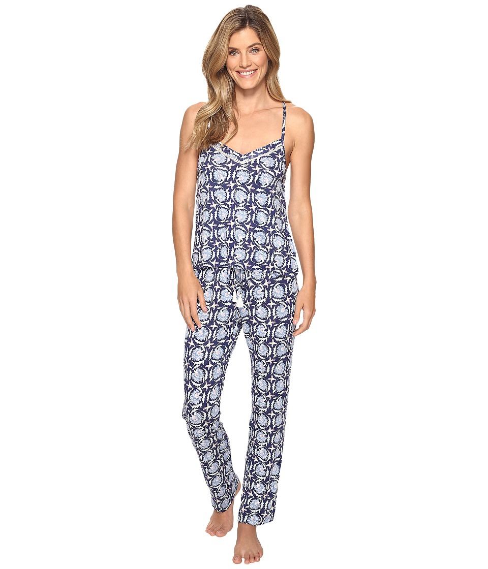 Lucky Brand - Crochet Inserts Cami Pajama Set (Deco Floral Navy) Women