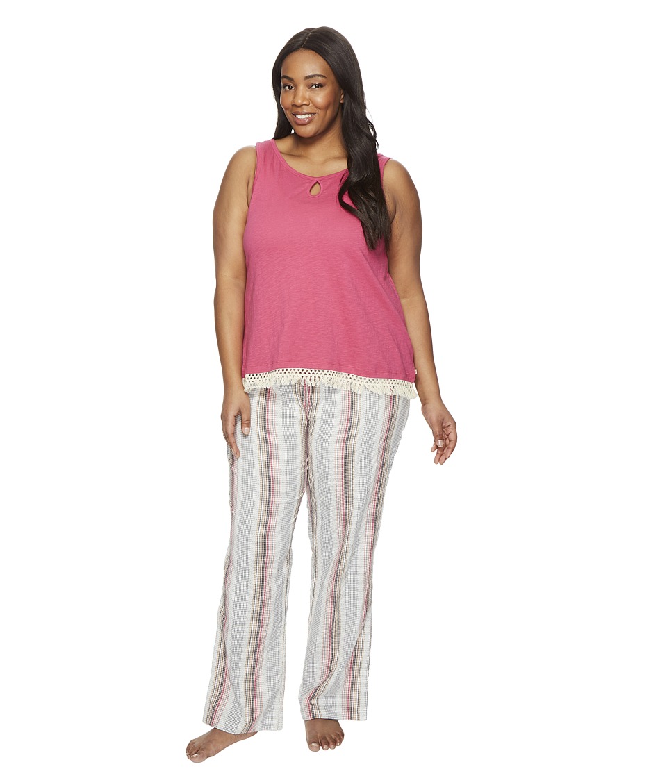 Lucky Brand - Plus Size Cotton Fringe Tee Jay (Romantic Stripes) Women