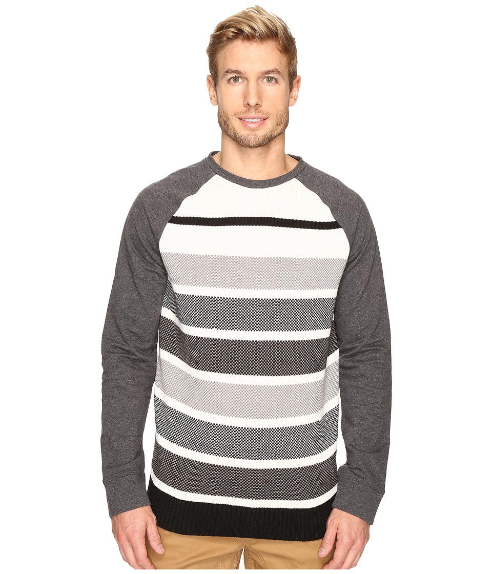 Nautica Long Sleeve Sweater Front Crew (Charcoal Heather) Men