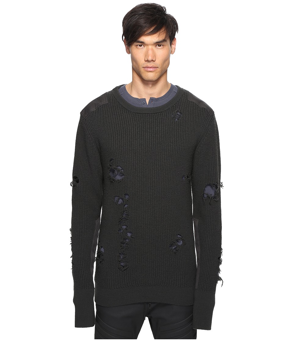 adidas Originals by Kanye West YEEZY SEASON 1 Destroyed Wool Sweater (Gunpowder) Men