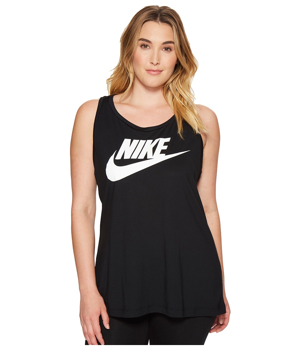 Nike Sportswear Essential Tank (Size 1X-3X) (Black/White) Women