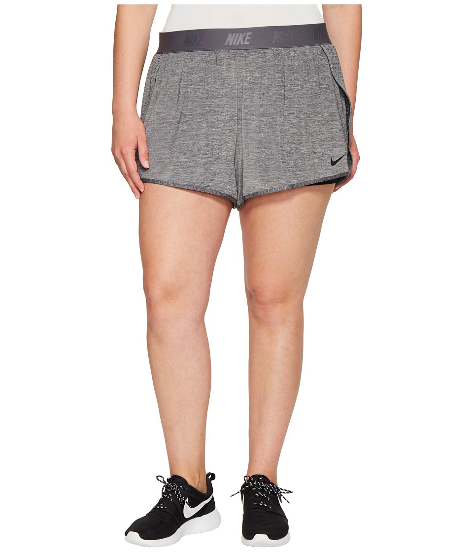 Nike Dry Training Short (Size 1X-3X) (Charcoal Heather/Black/Black) Women