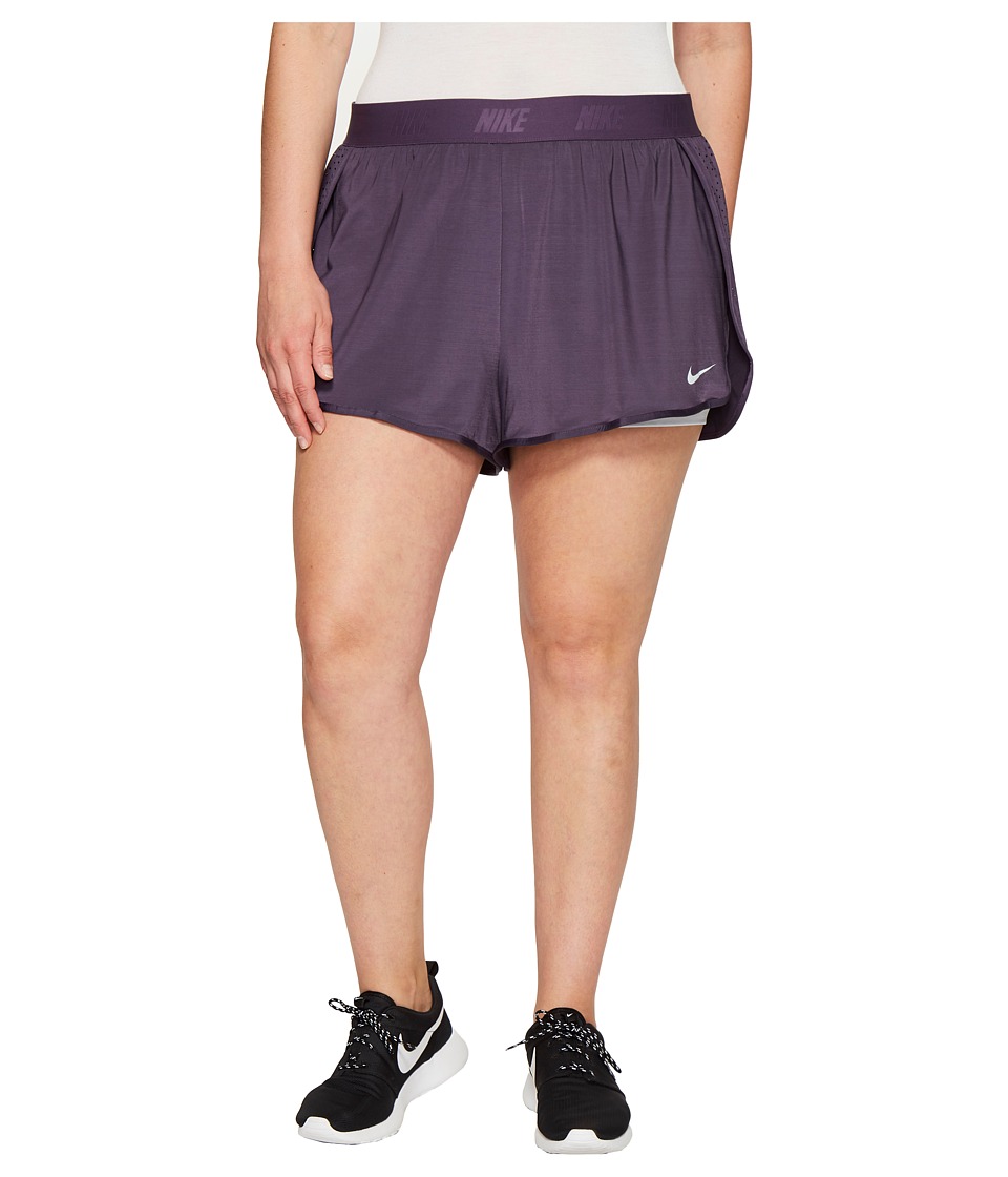 Nike Dry Training Short (Size 1X-3X) (Dark Raisin/Pure Platinum/Pure Platinum) Women