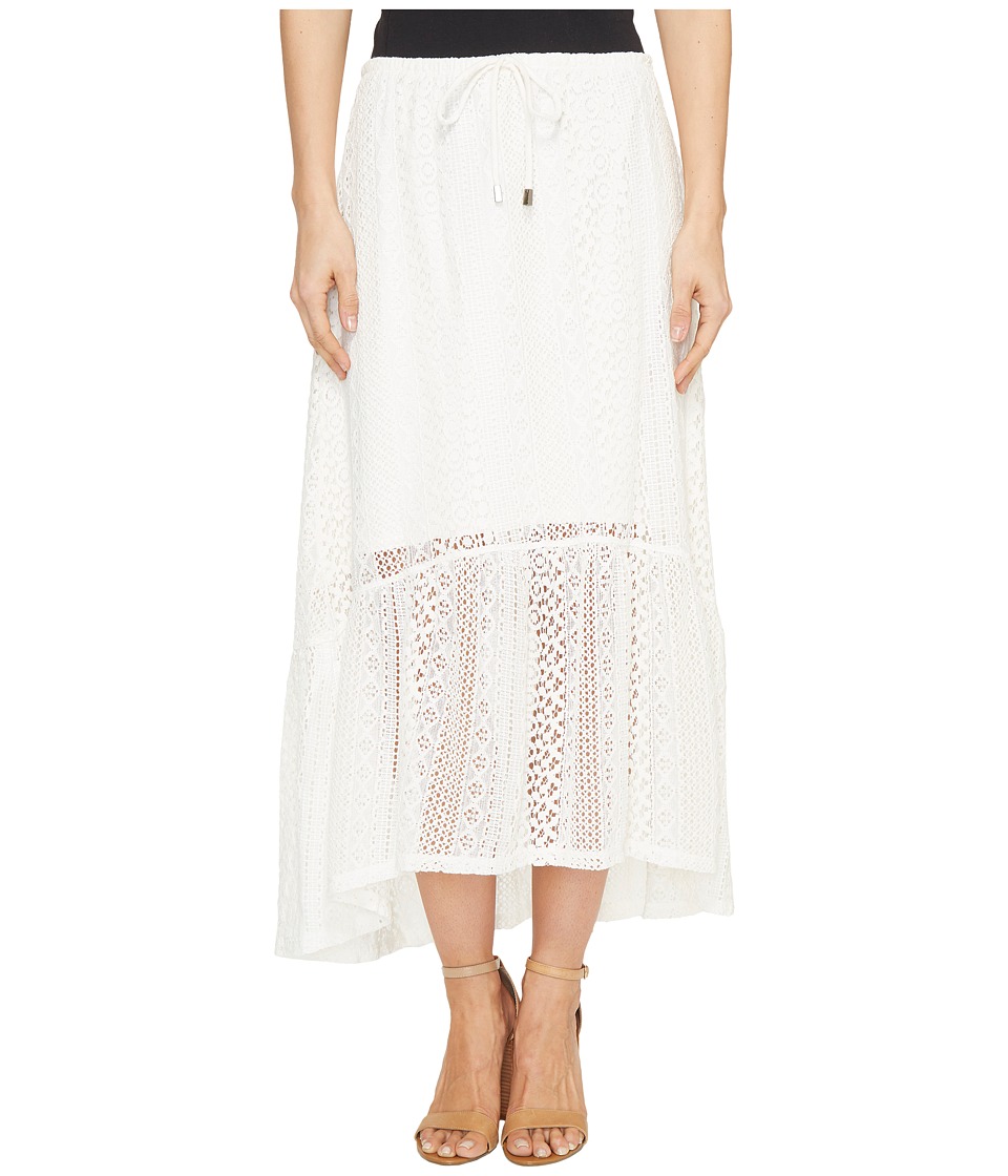 Dylan by True Grit Sierra Lace Gypsy Skirt w/ Lining (Washed White) Women