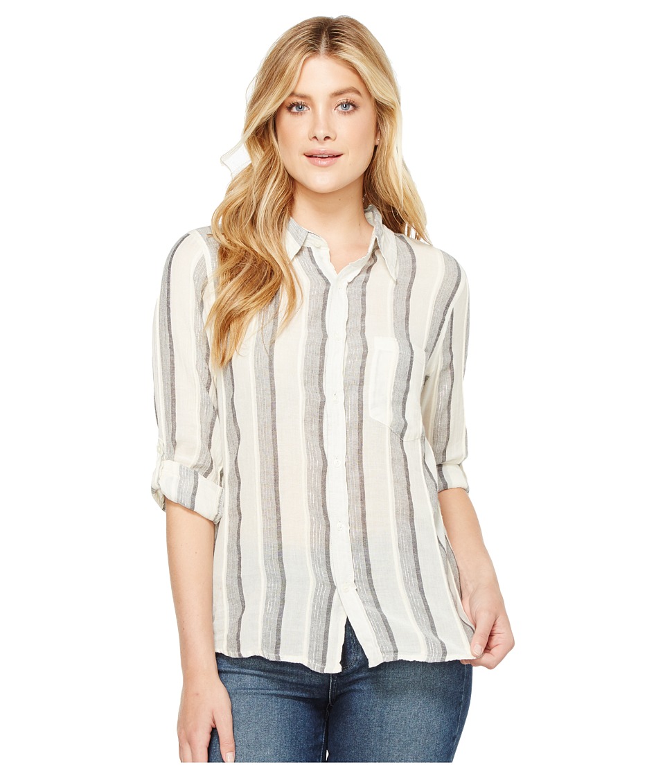Dylan by True Grit Havana Stripe One-Pocket Roll Sleeve Shirt (Natural/Soft Black) Women