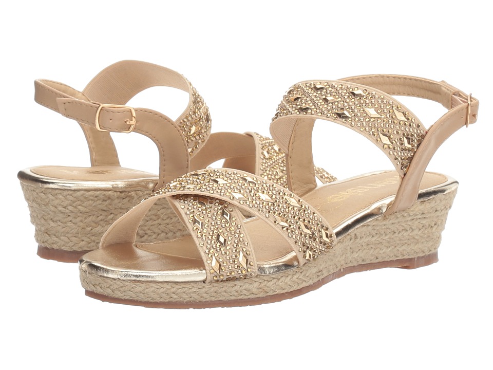 kensie girl Kids Embellished Wedge Sandal (Little Kid/Big Kid) (Beige) Girls Shoes