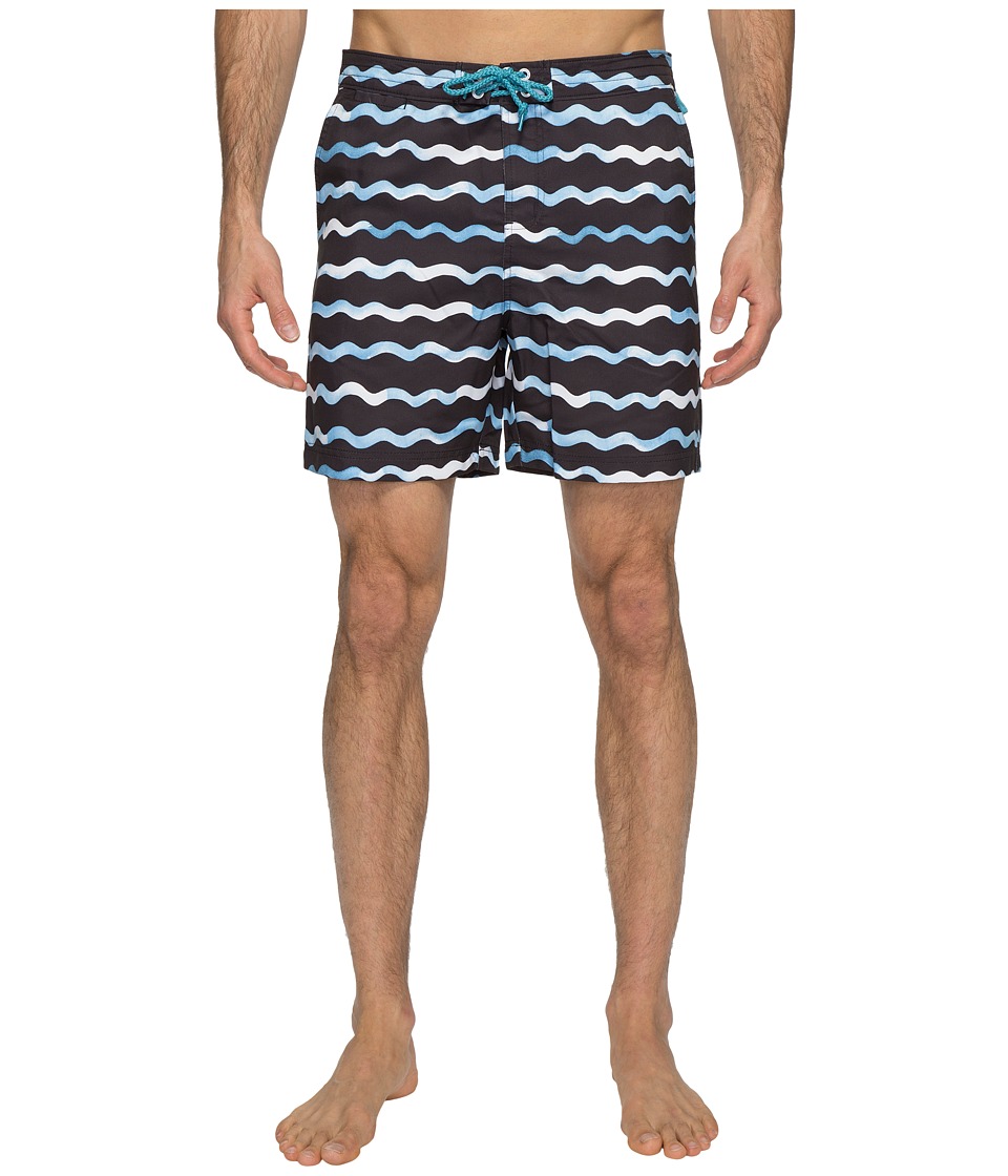 Original Penguin Watercolor Wave Print Swim Shorts (Dark Sapphire) Men