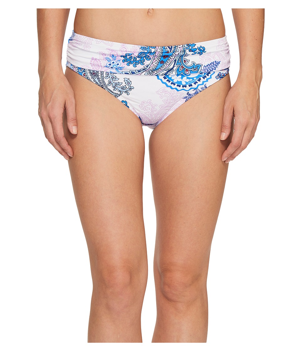 Tommy Bahama Paisley Leaves High-Waist Sash Bikini Bottom (White) Women