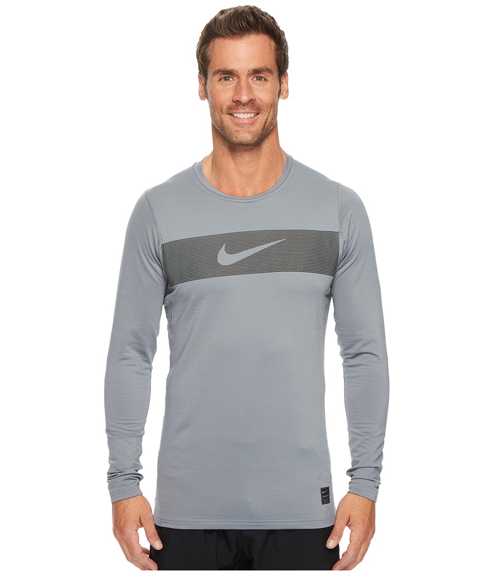 Nike Pro Warm Long Sleeve Training Top (Cool Grey/Hyper Crimson/Black) Men